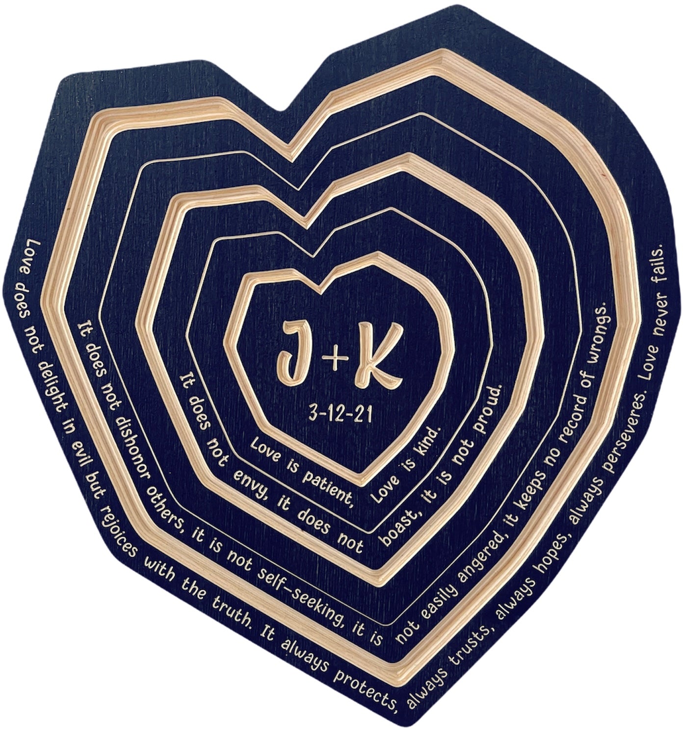 Initials Carved in Wooden Heart | Bespoke Art Made from Wood