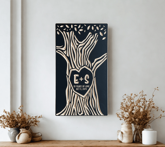 10 year anniversary tree shown in black color option