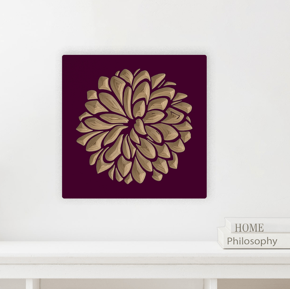 Dahlia Flower | Carved Wood Wall Art