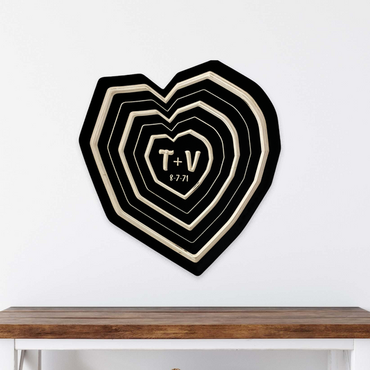 Initials Carved in Wooden Heart