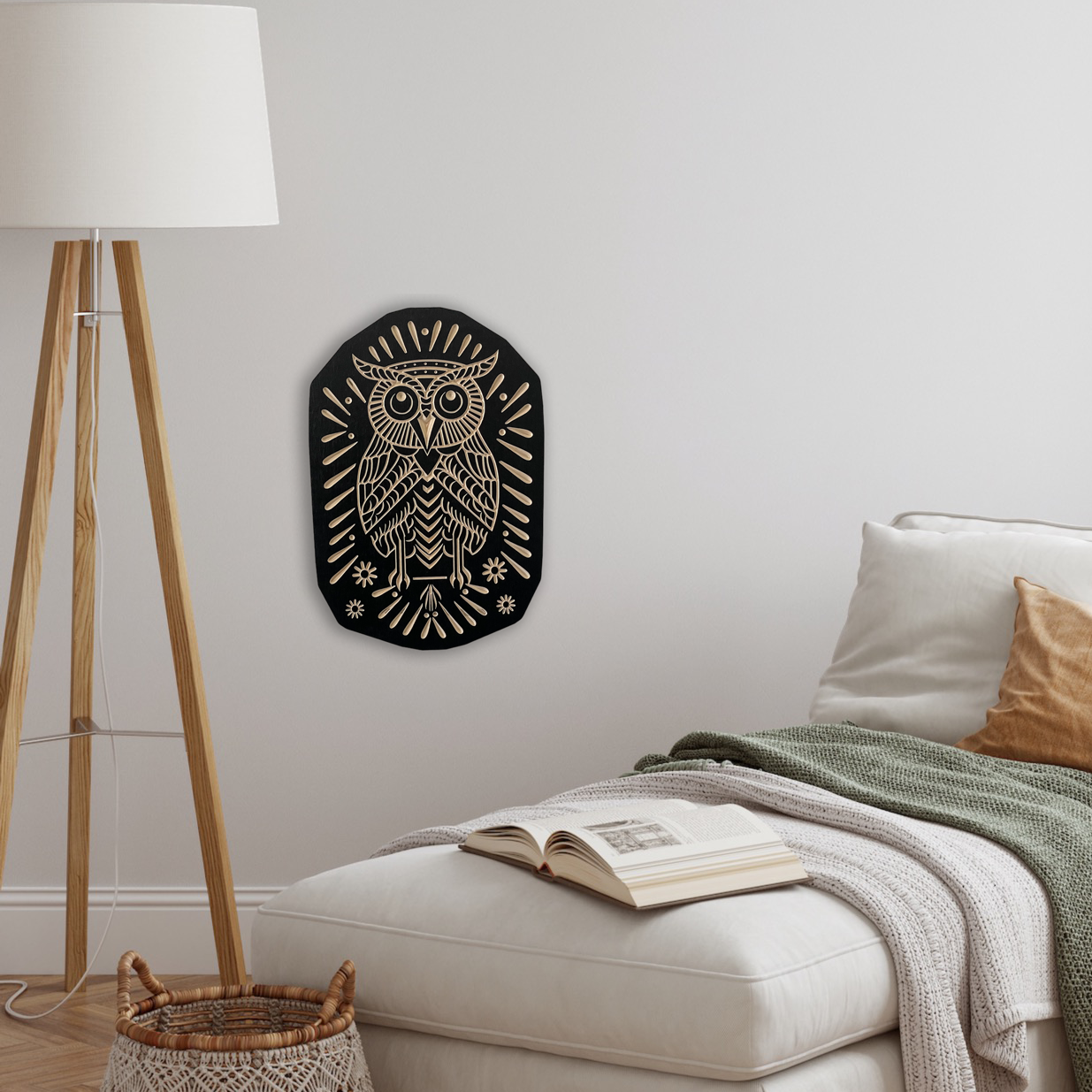 Owl Wall Art, Boho Style | Carved Wood Art