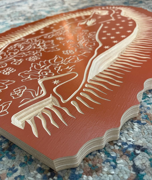 Our Lady of Guadalupe Wood Carved Wall Art