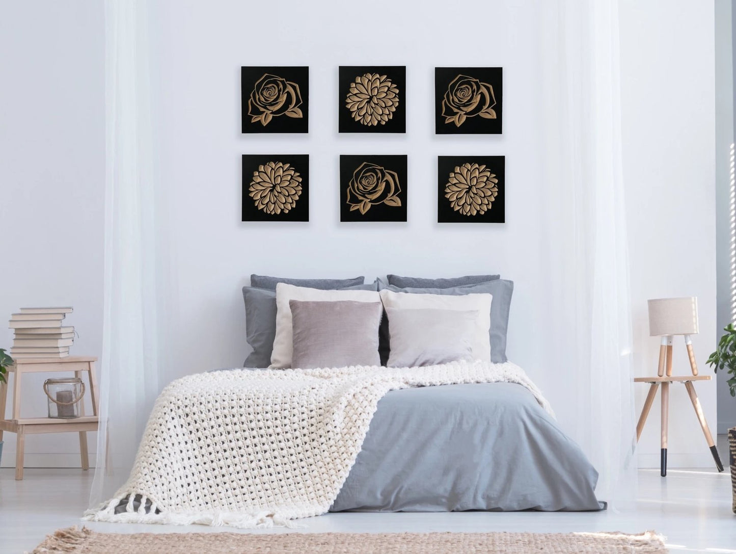 Roza | Carved Wood Wall Art