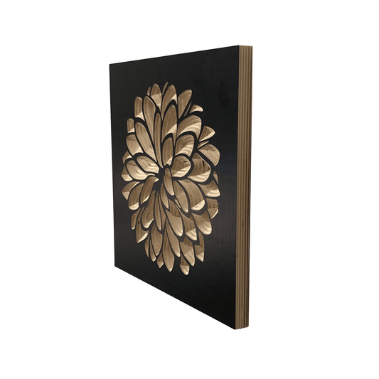 Dahlia Flower | Carved Wood Wall Art