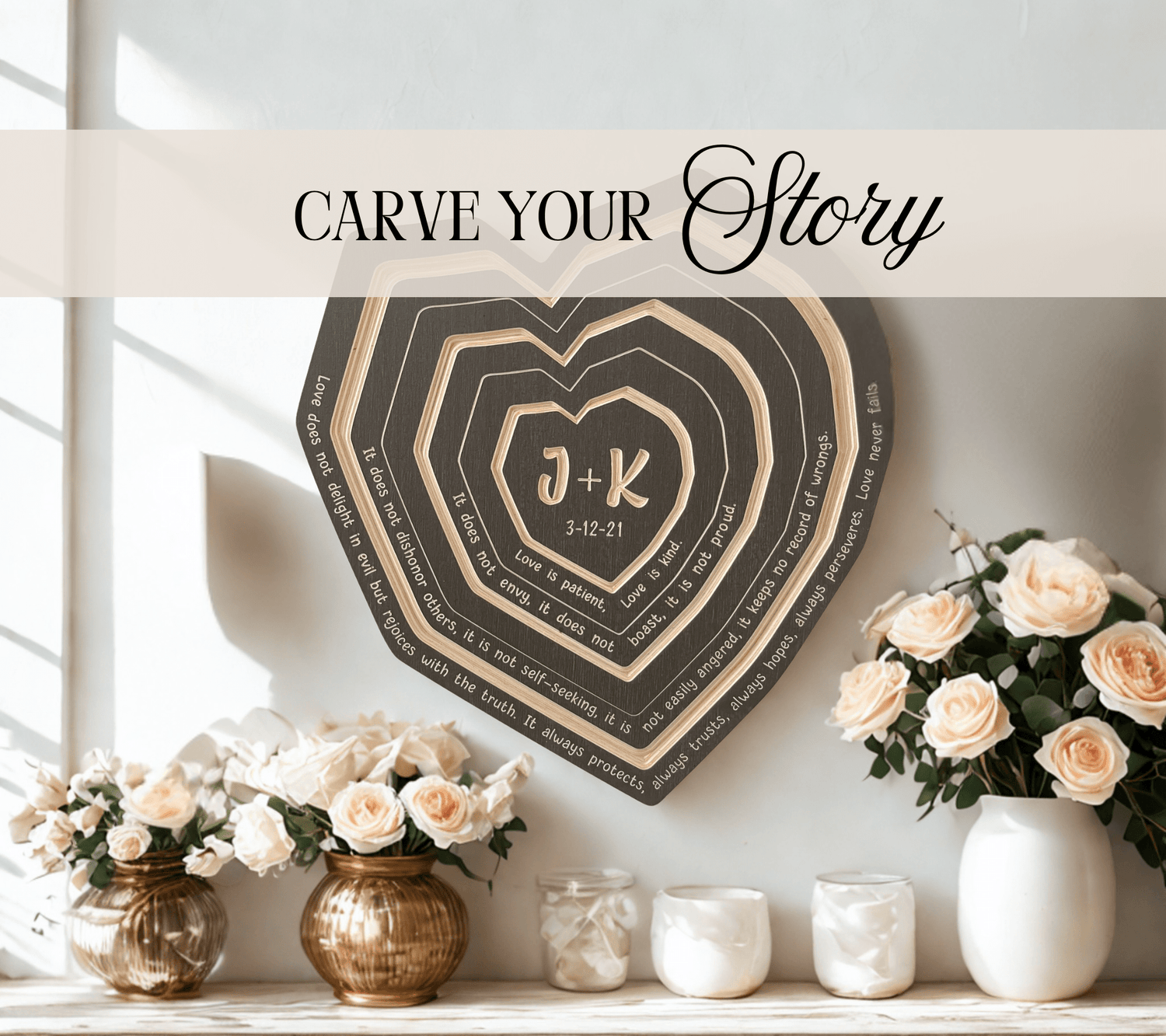 Personalized wood gifts for weddings, anniversaries, births, new homes, and more. 