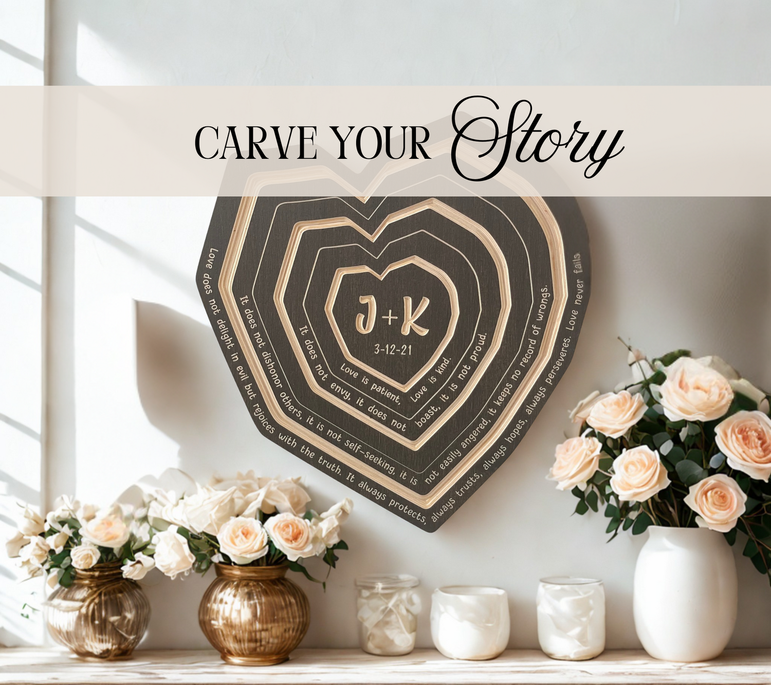 Personalized wood gifts for weddings, anniversaries, births, new homes, and more.