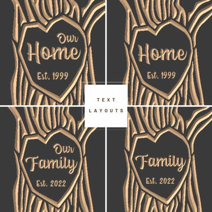 Family Name Carved in Tree Design | Bespoke Art Made from Wood
