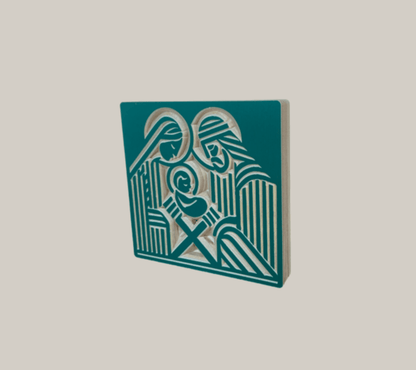 Modern Wooden Nativity Scene on Baltic Birch