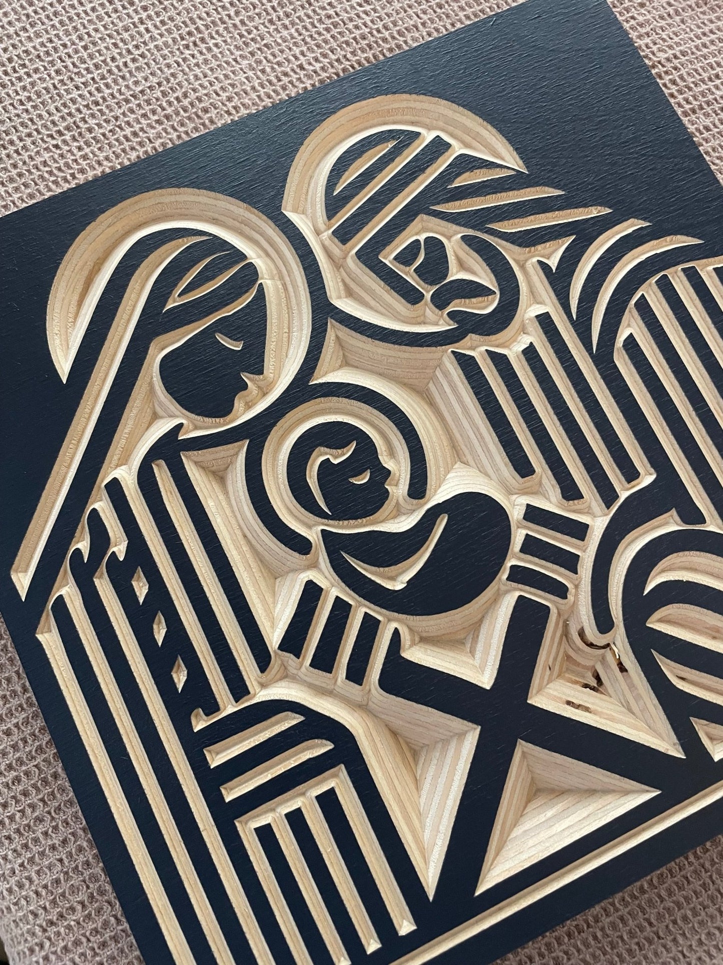 Modern Wooden Nativity Scene on Baltic Birch