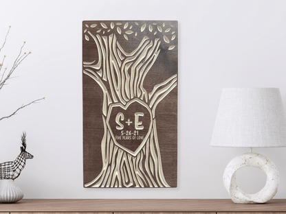 Milestone anniversary tree in walnut stain