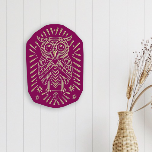 Owl Wall Art, Boho Style | Carved Wood Art