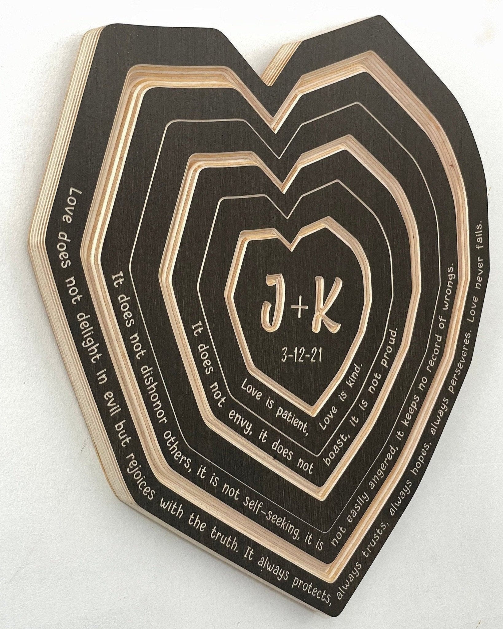 side view of carved heart