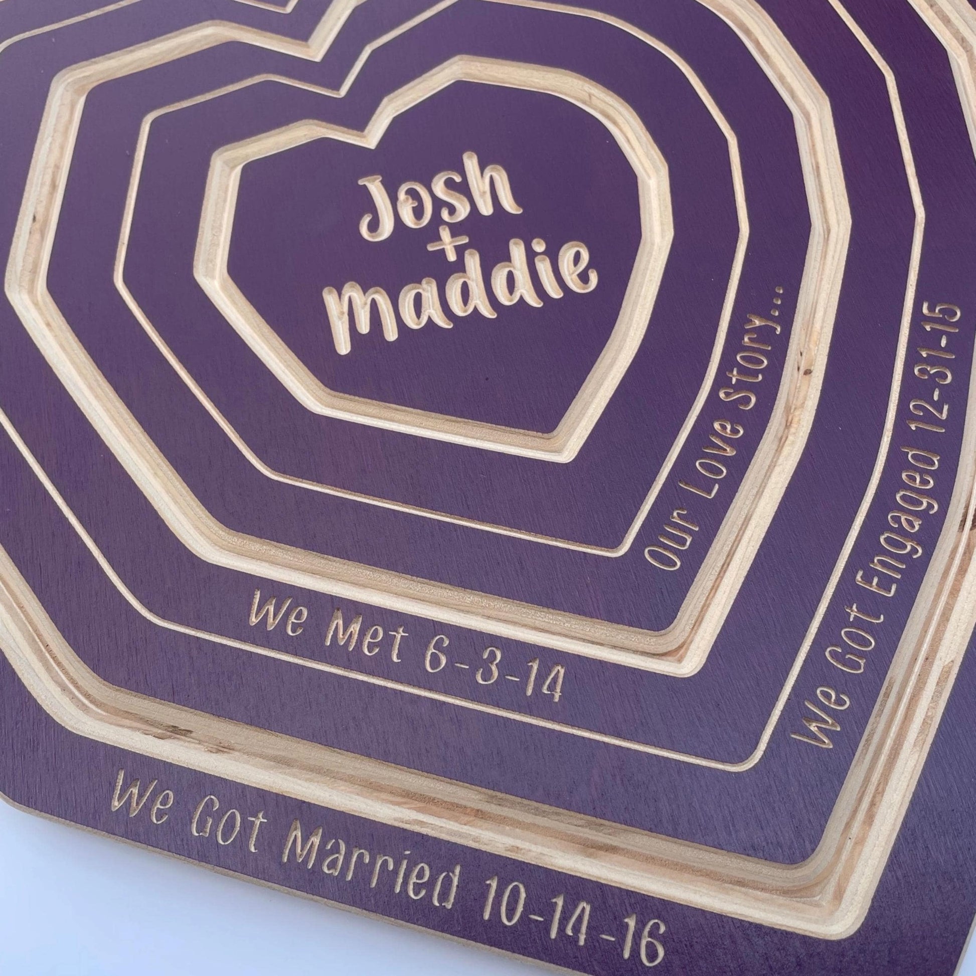 Our Love Story Wall Art, Personalized Wood Tree Ring Heart