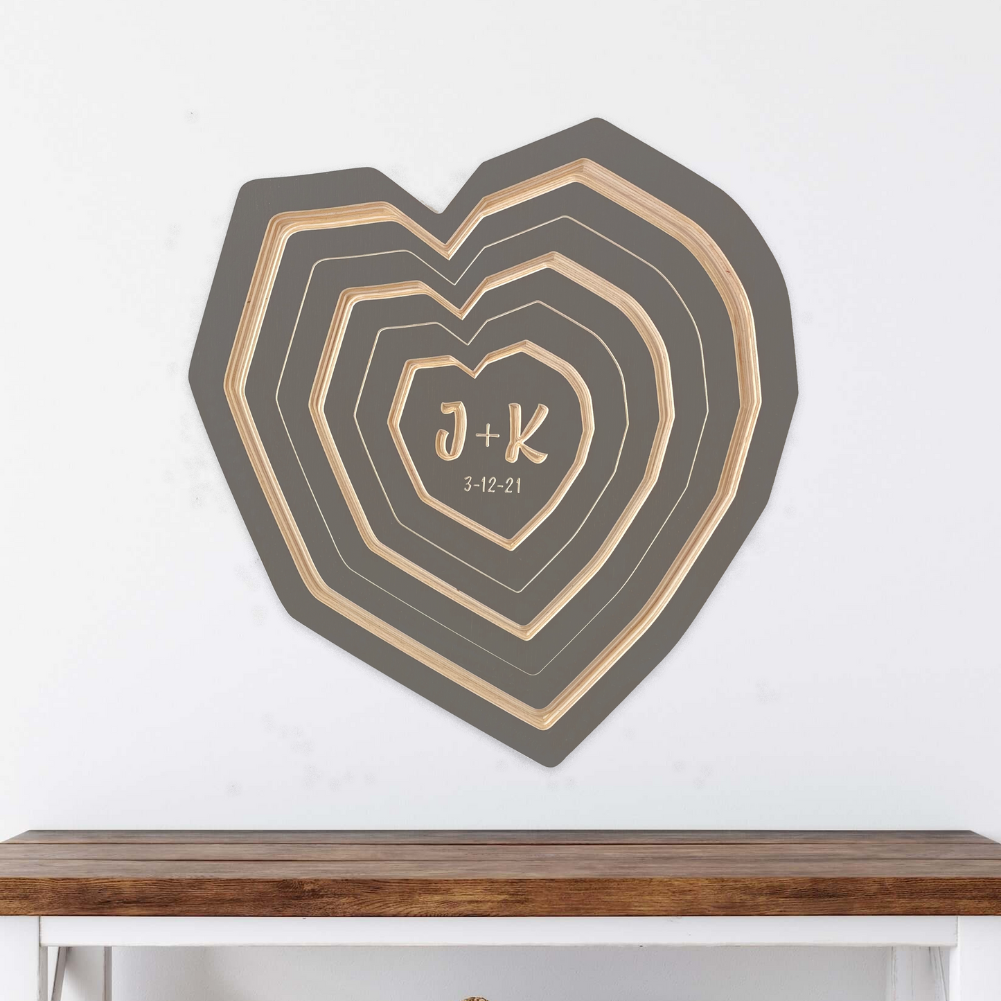 Initials Carved in Wooden Heart | Bespoke Art Made from Wood