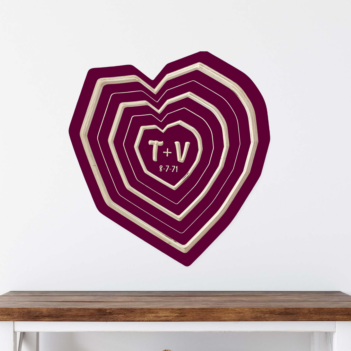 Initials Carved in Wooden Heart | Bespoke Art Made from Wood