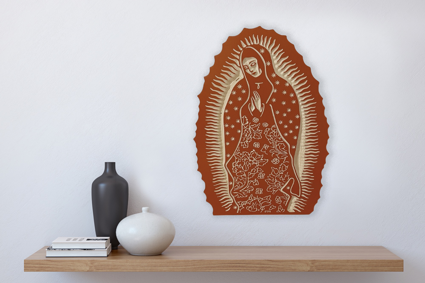 Our Lady of Guadalupe Wood Carved Wall Art
