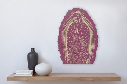 Our Lady of Guadalupe Wood Carved Wall Art