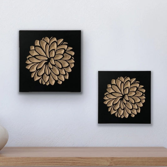 Dahlia Flower | Carved Wood Wall Art